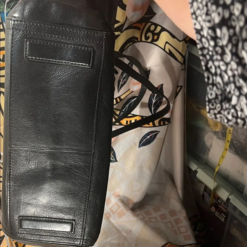 Fossil Emma Black Leather Tote with Key Accent